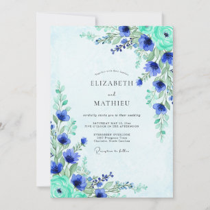 Convite Casamento Campo Etéreo Azul Cobalto
