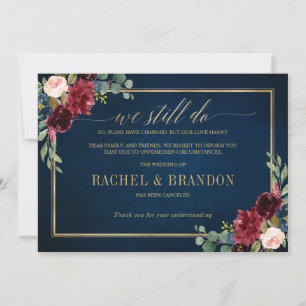 Convite Casamento cancelado adiado mudança de planos nota