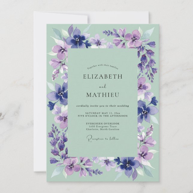 Convite Casamento Capricho Flor de Lavanda (Frente)