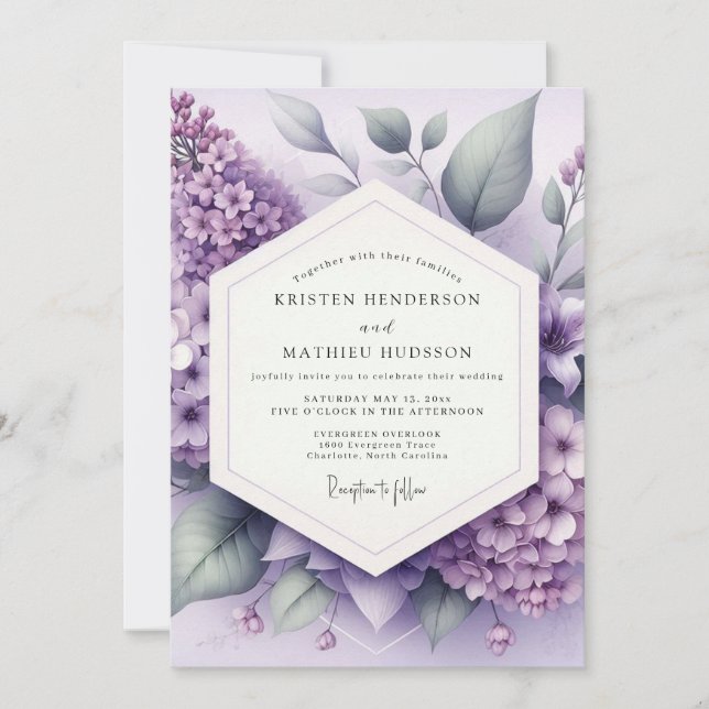 Convite Casamento Capricho Flor de Lilás (Frente)