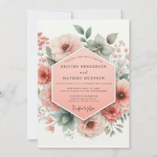Convite Casamento Capricho Flor de Pêssego