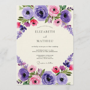 Convite Casamento Capricho Flor de Rosa Roxo