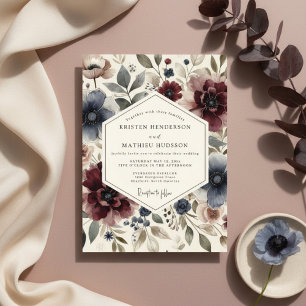 Convite Casamento Capricho Floral Ameixa