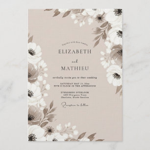 Convite Casamento Capricho Floral Bege