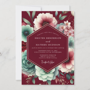 Convite Casamento Capricho Floral Borgonha