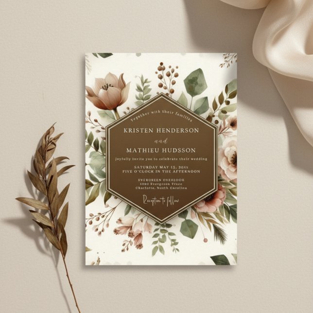 Convite Casamento Capricho Floral Borgonha (Criador carregado)