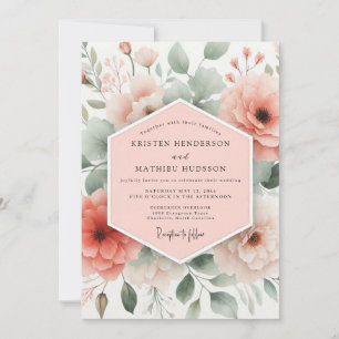 Convite Casamento Capricho Floral Coral