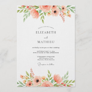 Convite Casamento Capricho Floral Coral