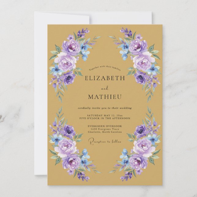 Convite Casamento Capricho Floral Lavanda (Frente)