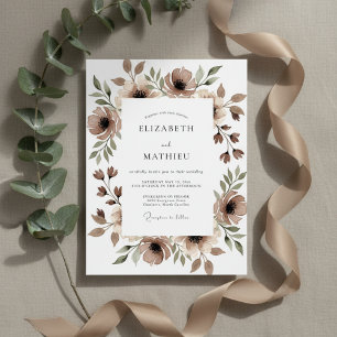Convite Casamento Capricho Floral Marrom