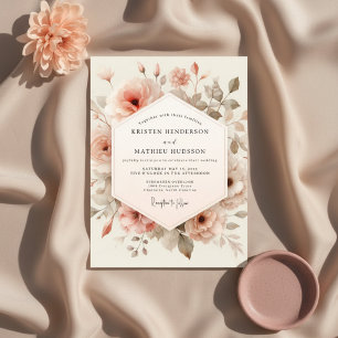 Convite Casamento Capricho Floral Pêssego