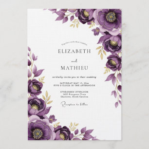 Convite Casamento Capricho Floral Roxo