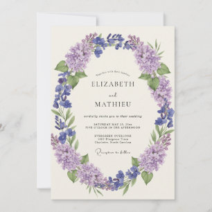 Convite Casamento Caprichoso de Flor de Lavanda Azul