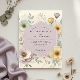 Convite Casamento Caprichoso de Flor de Lavanda Pálida