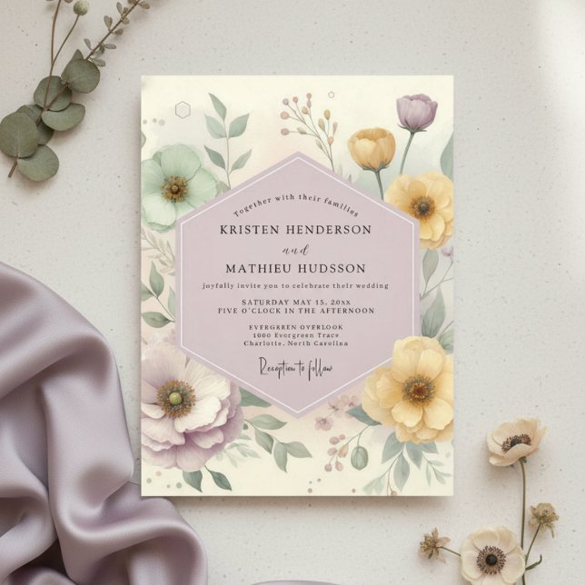 Convite Casamento Caprichoso de Flor de Lavanda Pálida (Criador carregado)