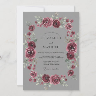 Convite Casamento Caprichoso de Flores Carmesim