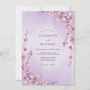 Convite Casamento Caprichoso de Lavanda e Sakura