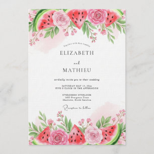 Convite Casamento Caprichoso de Melancia Rosa