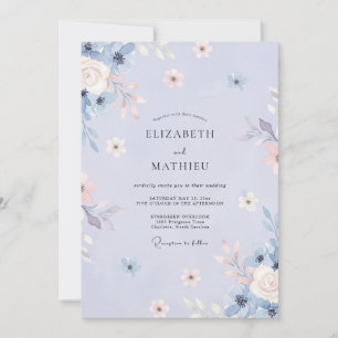 Convite Casamento Caprichoso de Primavera com Azul-Malhada