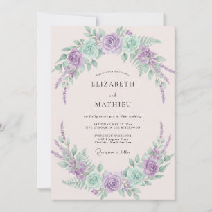 Convite Casamento Caprichoso de Primavera com Lavanda e Ho