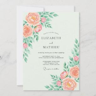 Convite Casamento Caprichoso de Primavera com Pêssego