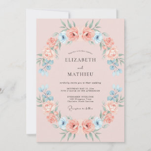 Convite Casamento Caprichoso de Primavera com Rosa Corado