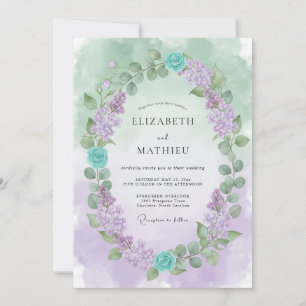 Convite Casamento Caprichoso de Primavera em Tons de Verde