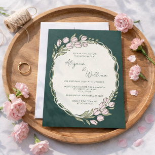 Convite Casamento Caprichoso Elegante com Bordas Florais V