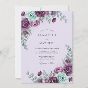 Convite Casamento Caprichoso Flor de Ameixa e Hortelã