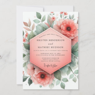 Convite Casamento Caprichoso Flor de Coral