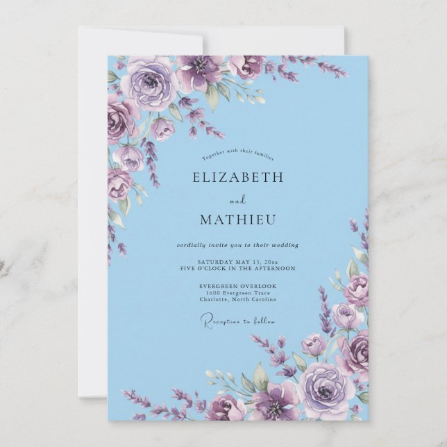 Convite Casamento Caprichoso Flor de Lavanda (Frente)