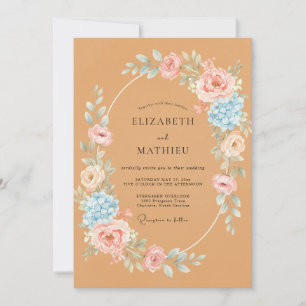 Convite Casamento Caprichoso Flor de Pêssego