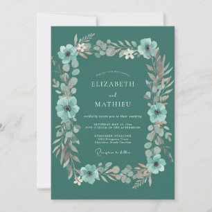 Convite Casamento Caprichoso Flor de Teal