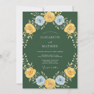 Convite Casamento Caprichoso Floral Amarelo Esmeralda