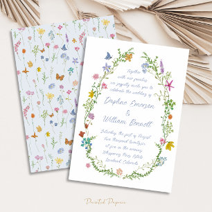 Convite Casamento Caprichoso Floral Doodle