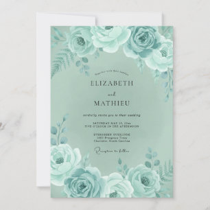 Convite Casamento Caprichoso Floral em Verde Limão
