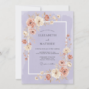 Convite Casamento Caprichoso Floral Malva