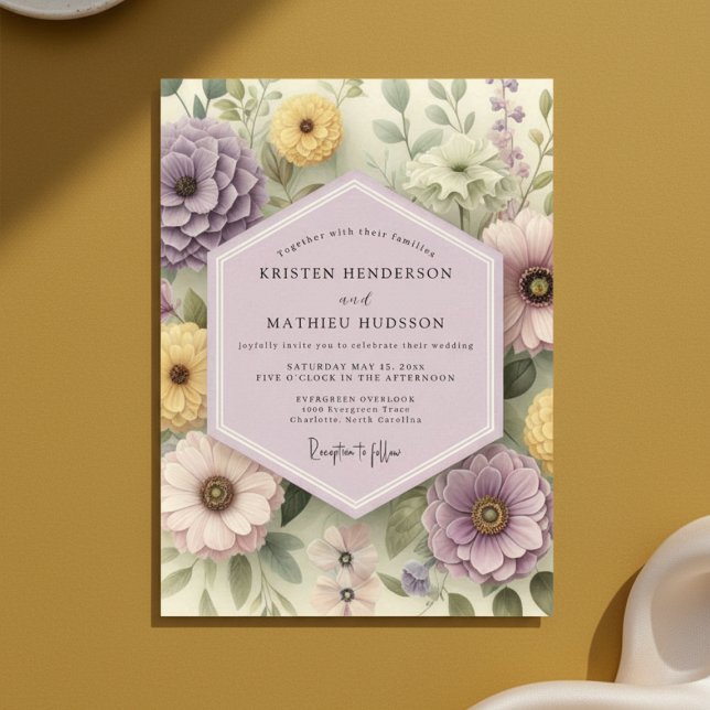 Convite Casamento Caprichoso Floral Rosa (Criador carregado)