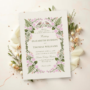 Convite Casamento Caprichoso Floral Verde Rosa Jardim