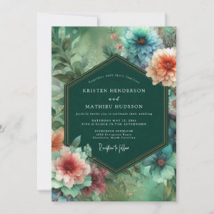 Convite Casamento Caprichoso Florir Esmeralda