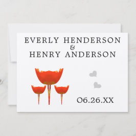 Convite Casamento Caprichoso Laranja Papoula Save the Date