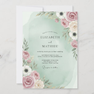Convite Casamento Caprichoso Pintado Rosa Hortelã