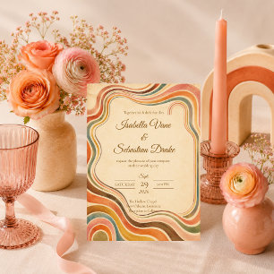 Convite Casamento Caprichoso Retro Arco-Íris