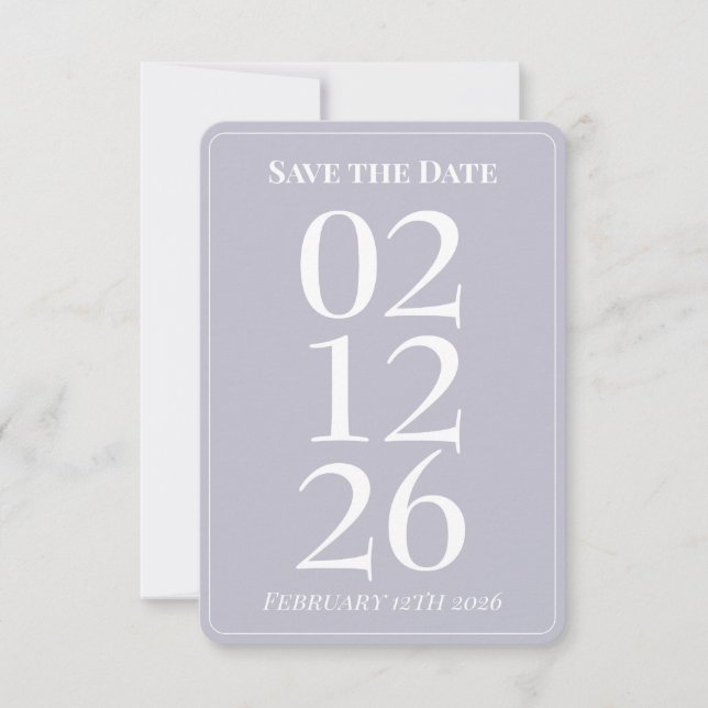 Convite Casamento Caprichoso Roxo Lavanda Salve a Data (Frente)