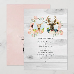 Convite Casamento caprichoso rústico de cervos na floresta