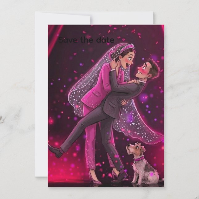 Convite Casamento Caprichoso Salve o Dia com CuConvite (Frente)