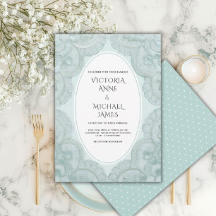 Convite Casamento Caprichoso Vintage Renda Verde