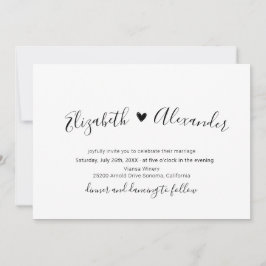 Convite Casamento Cardíaco com Script de Caligrafia Modern