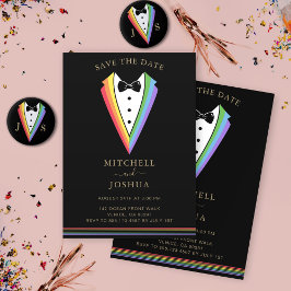 Convite Casamento Cardíaco LGBTQ do Orgulho Rainbow
