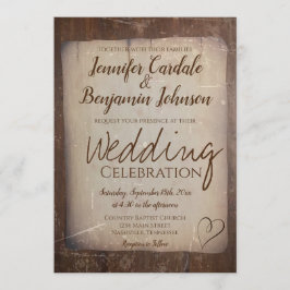 Convite Casamento Cardíaco Rustic Paper Vintage Country